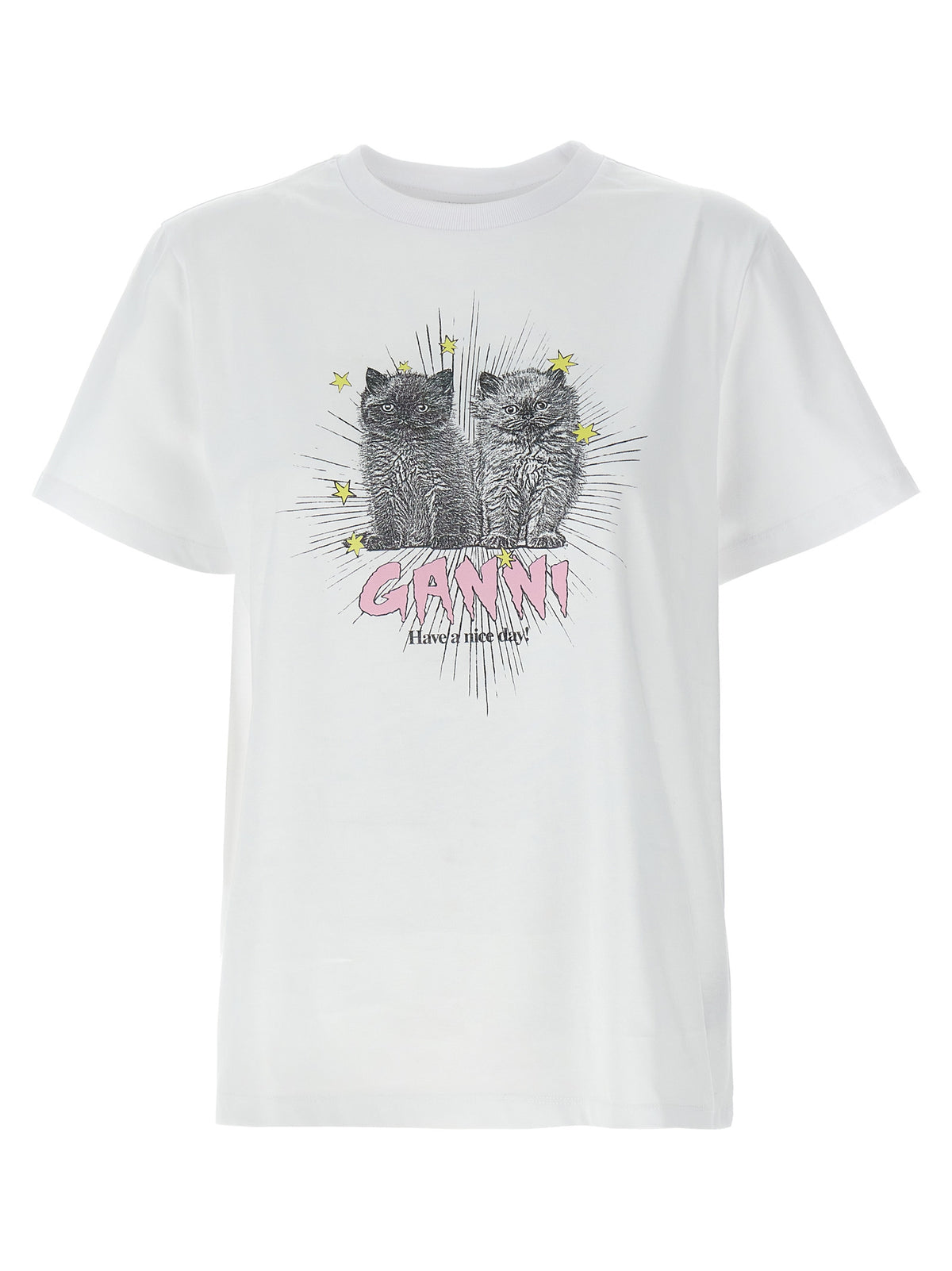 Ganni Weißes Baumwoll-T-Shirt
