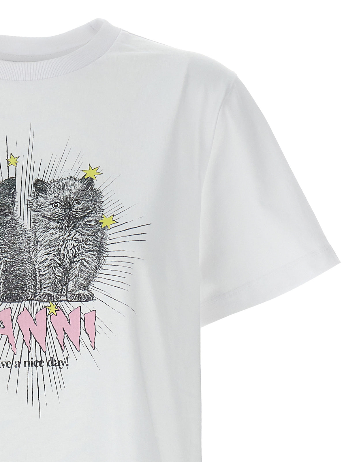 Ganni Weißes Baumwoll-T-Shirt
