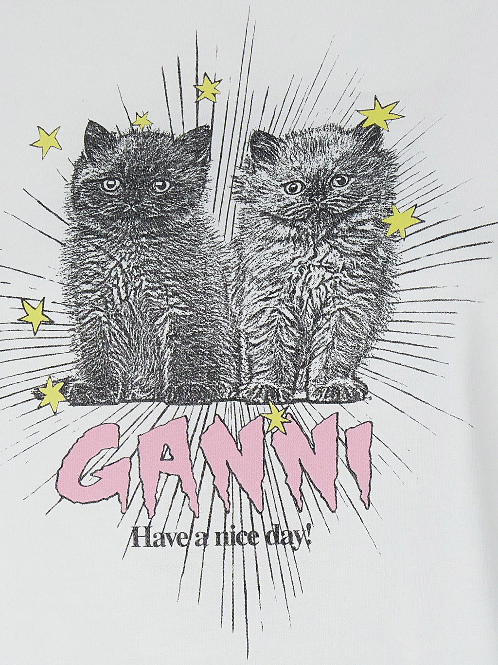 Ganni Weißes Baumwoll-T-Shirt