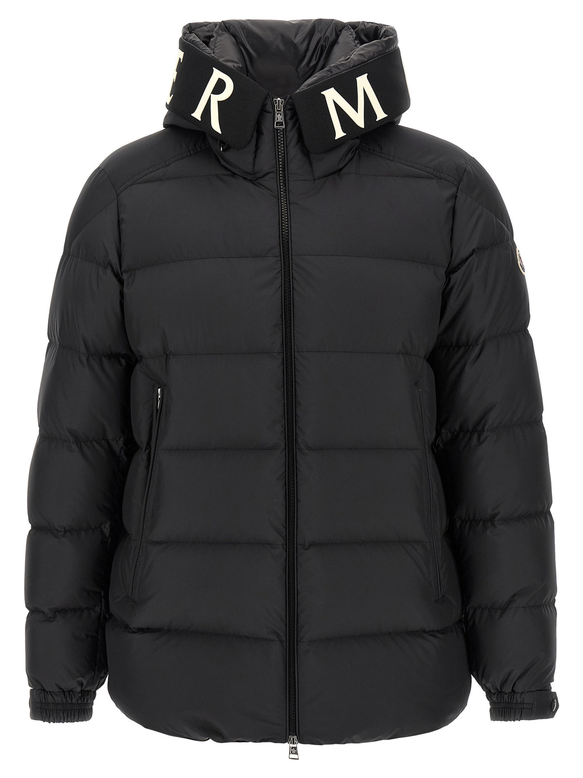 Moncler Schwarze, knöchellange Jacke aus Polyester