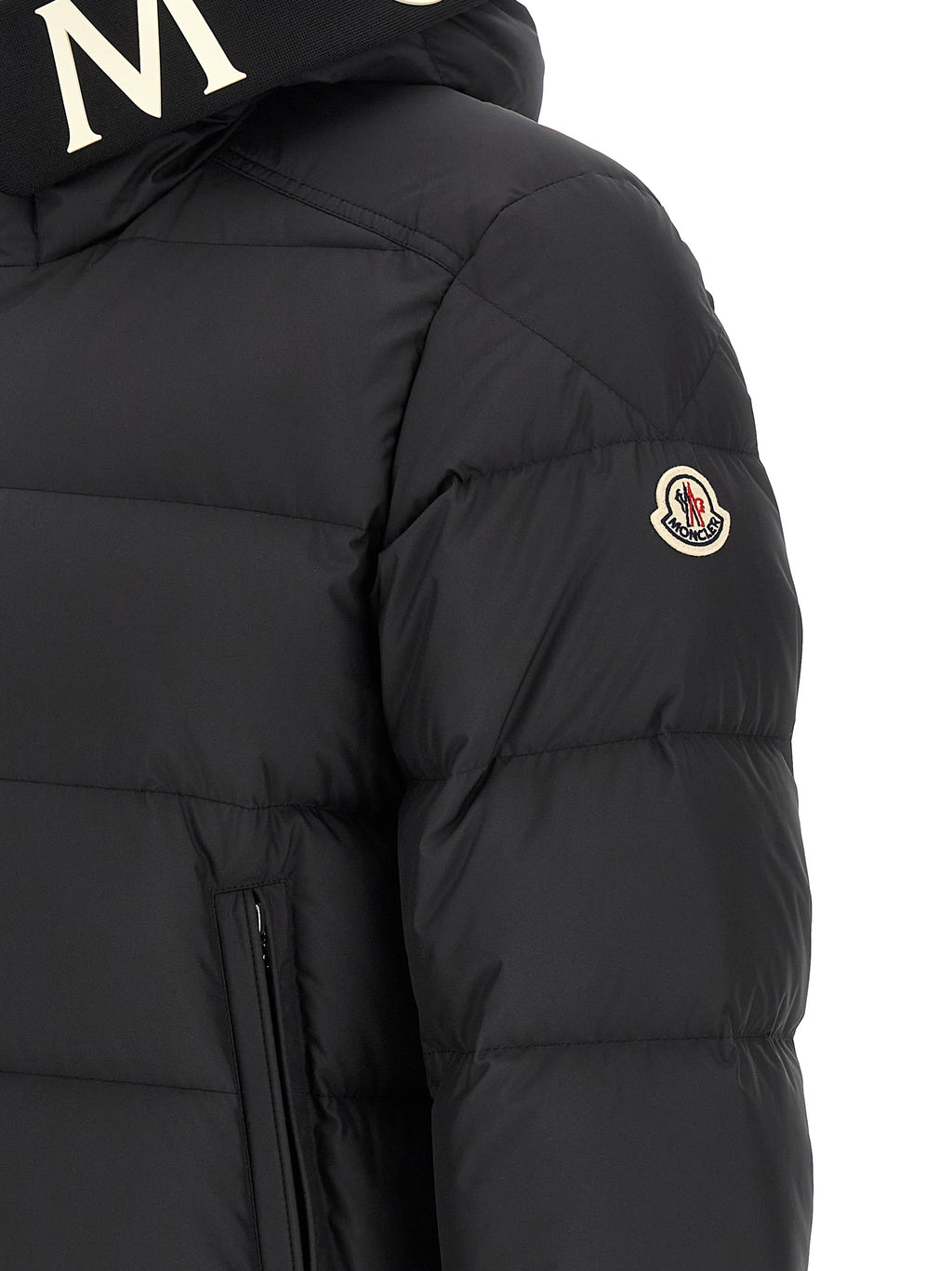 Moncler Schwarze, knöchellange Jacke aus Polyester
