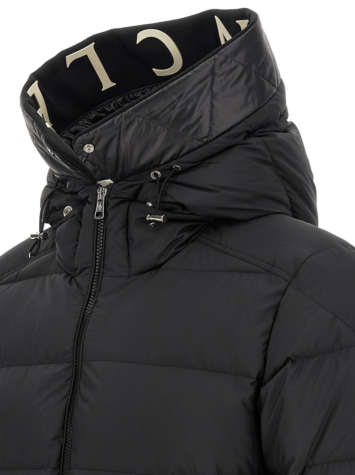 Moncler Schwarze, knöchellange Jacke aus Polyester