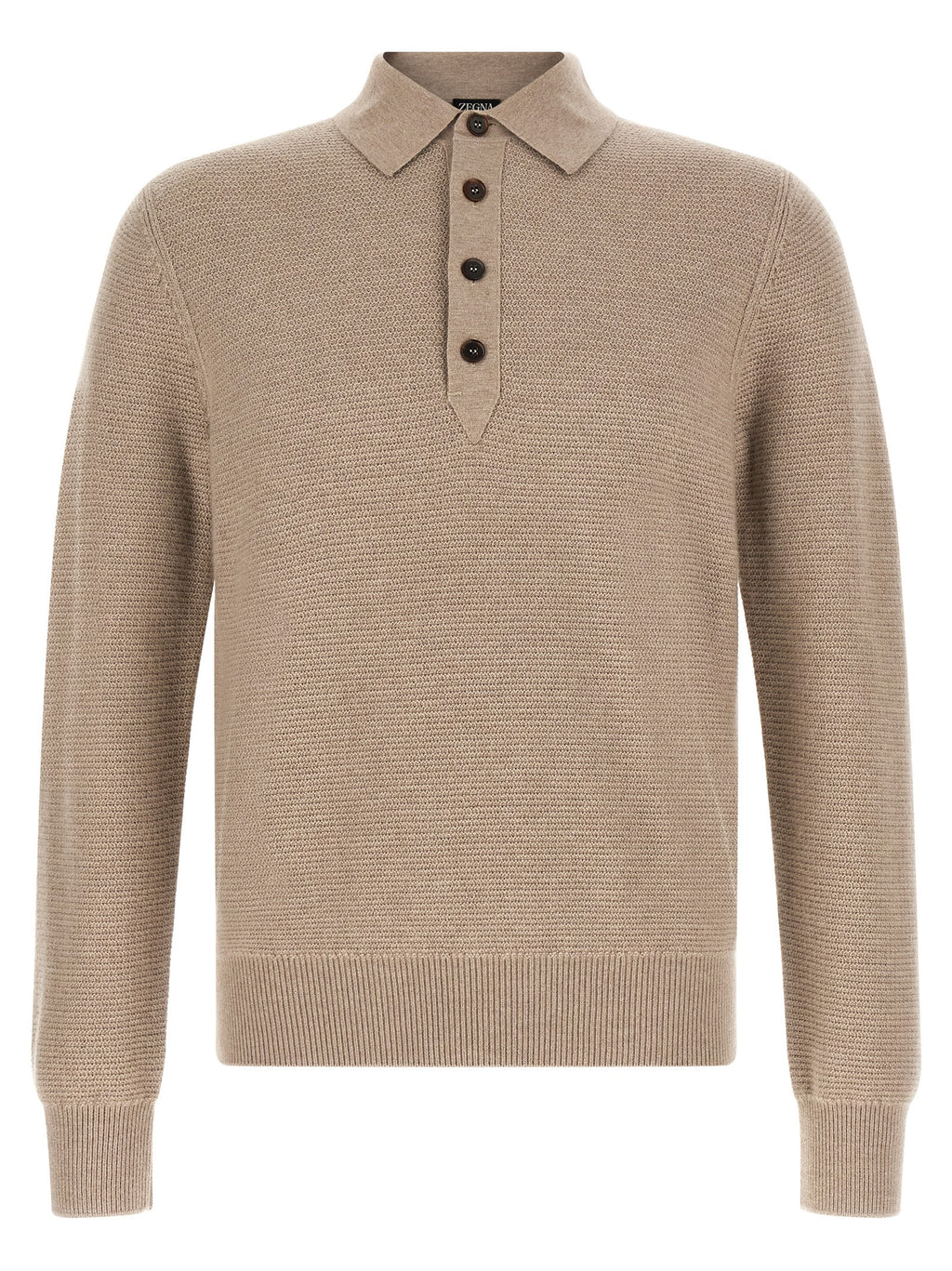 ZEGNA Beige Cashmere Polo Shirt