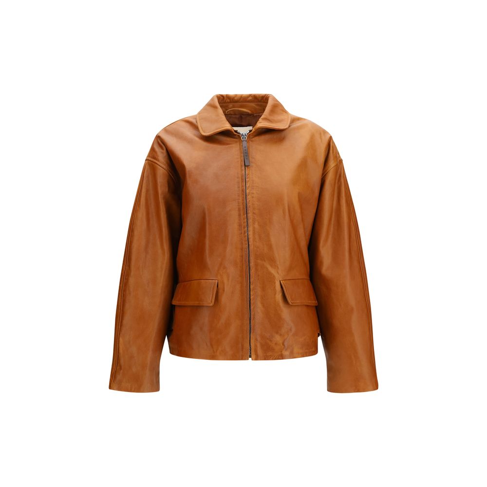 Marni Lederjacke aus braunem Kalbsleder (Bos Taurus)