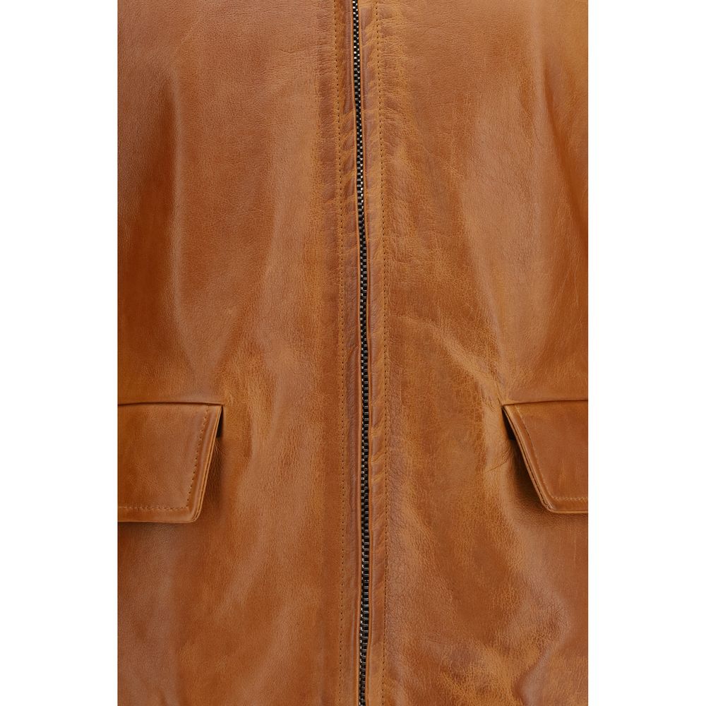 Marni Lederjacke aus braunem Kalbsleder (Bos Taurus)