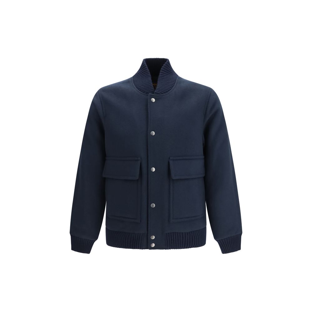 Woolrich blaue Woll-Oversize-Bomberjacke Aries