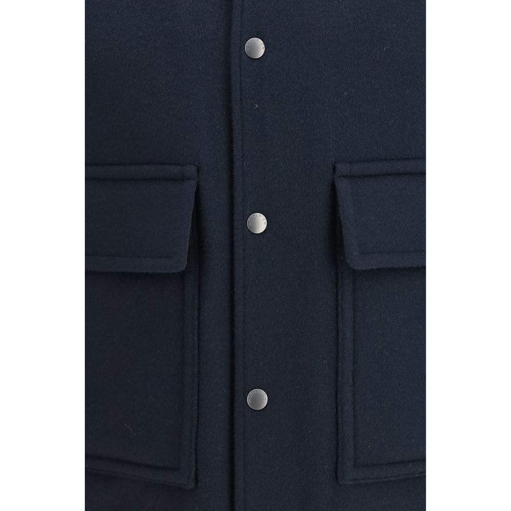 Woolrich blaue Woll-Oversize-Bomberjacke Aries