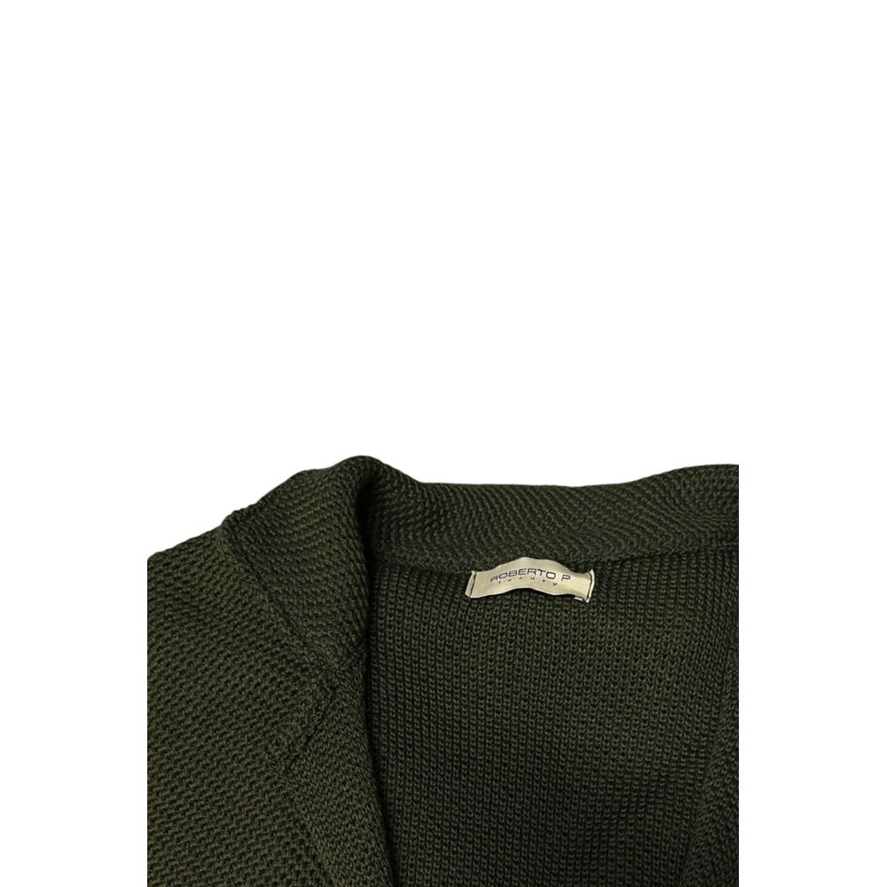 Roberto Pepe Luxuriöser grüner Wollpullover für Herren