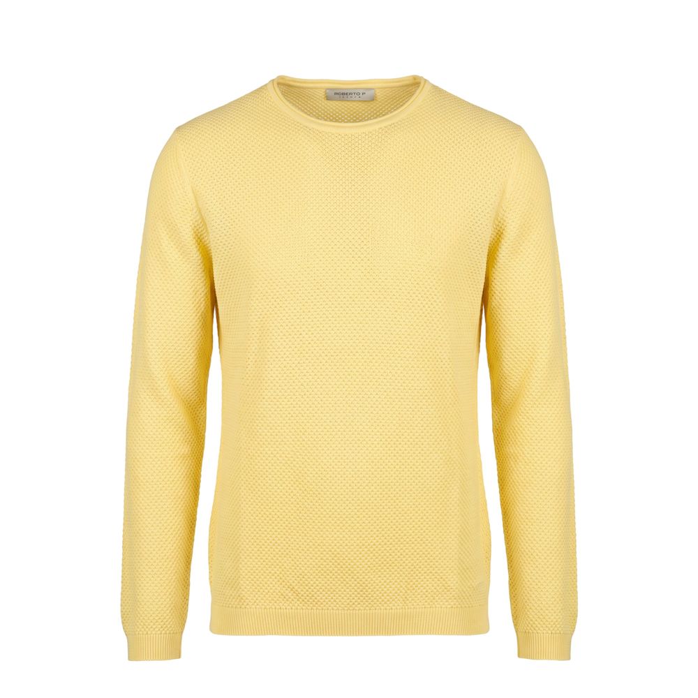 Roberto Pepe Luxury Yellow Cotton Men Sweater