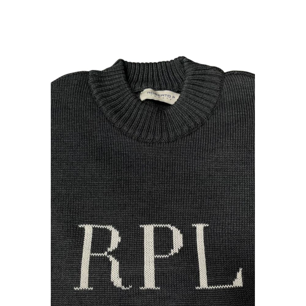 Roberto Pepe Luxus-Herrenpullover aus grauer Wolle