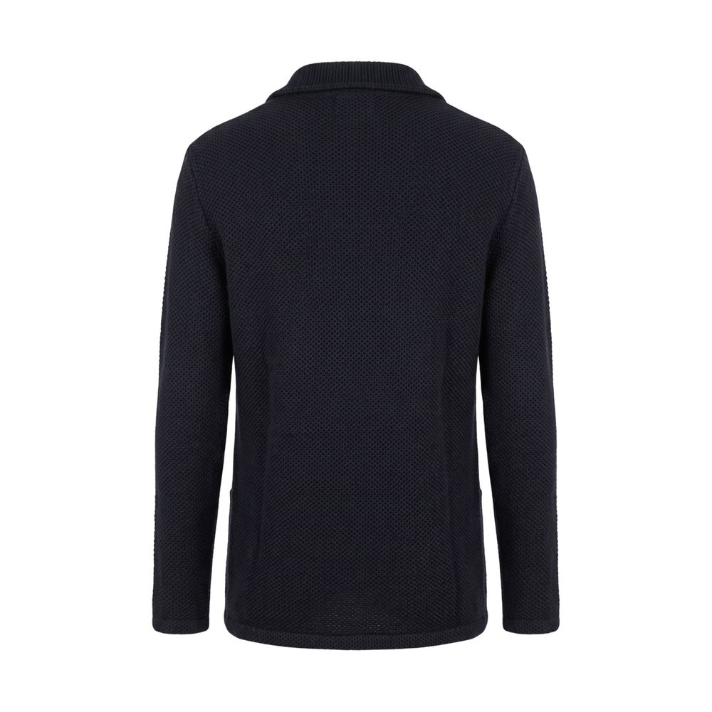 Roberto Pepe Luxus-Herrenpullover aus blauer Wolle