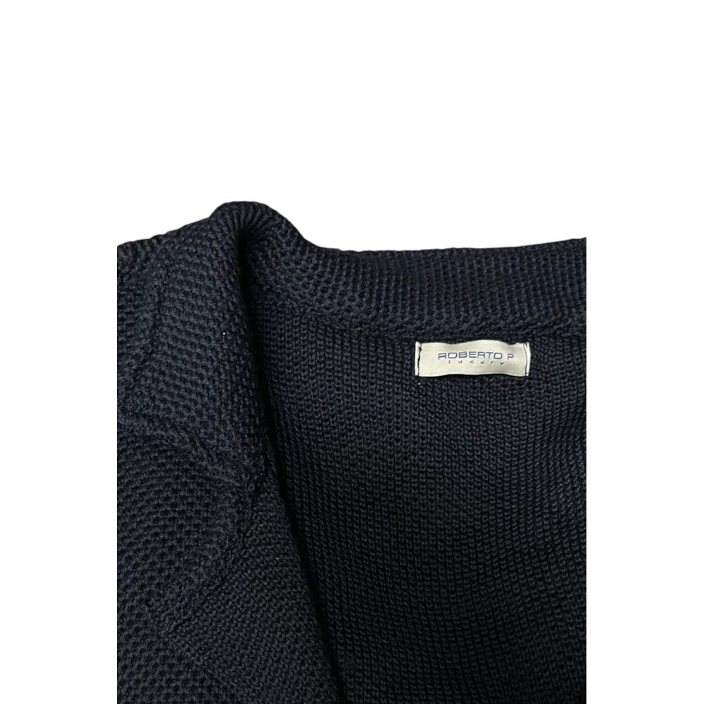 Roberto Pepe Luxus-Herrenpullover aus blauer Wolle