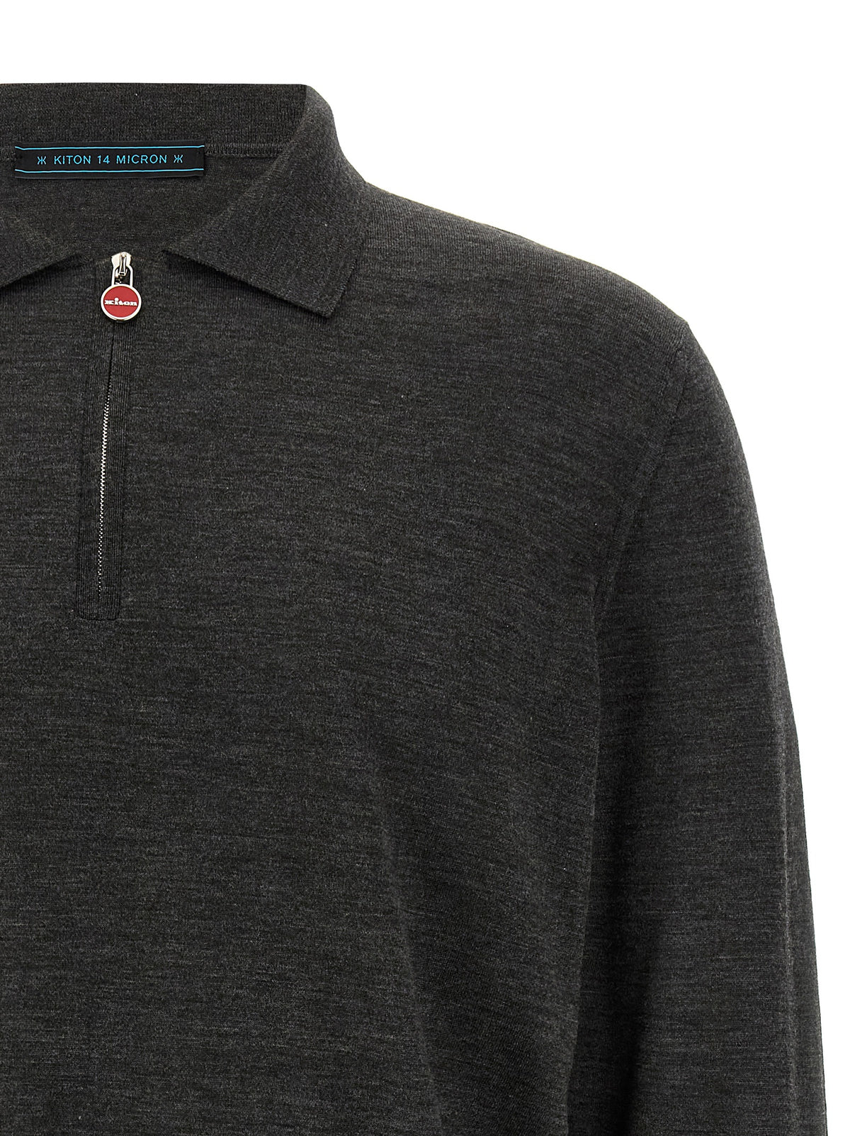 Kiton Grau Woll-Polohemd