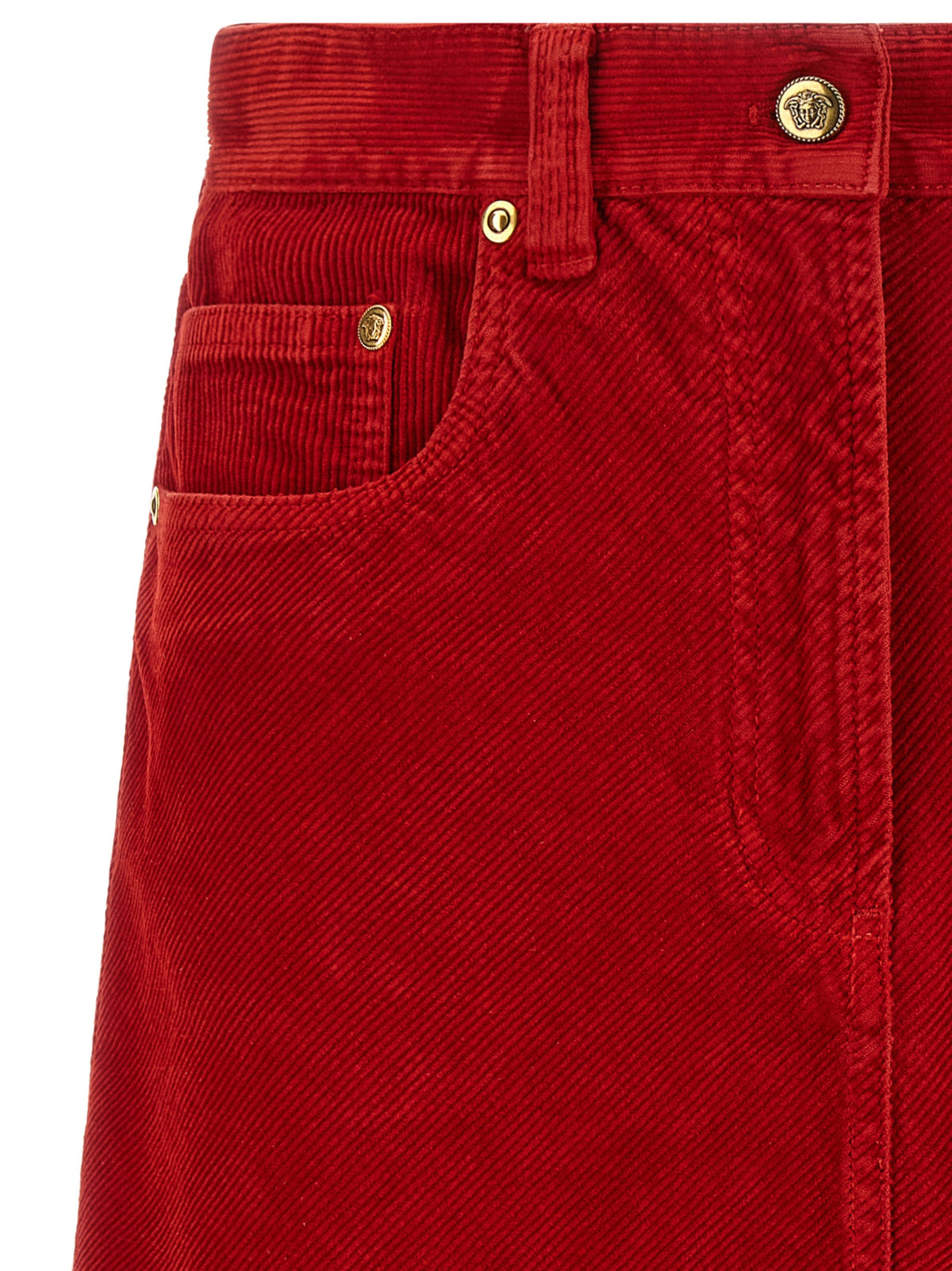 Langer Rock aus roter Baumwolle von Versace