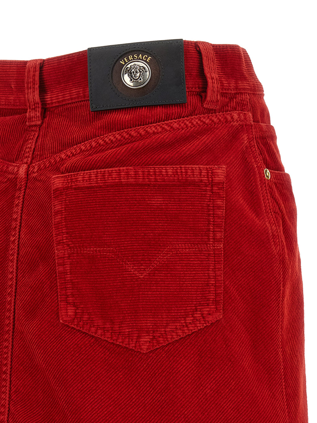 Langer Rock aus roter Baumwolle von Versace