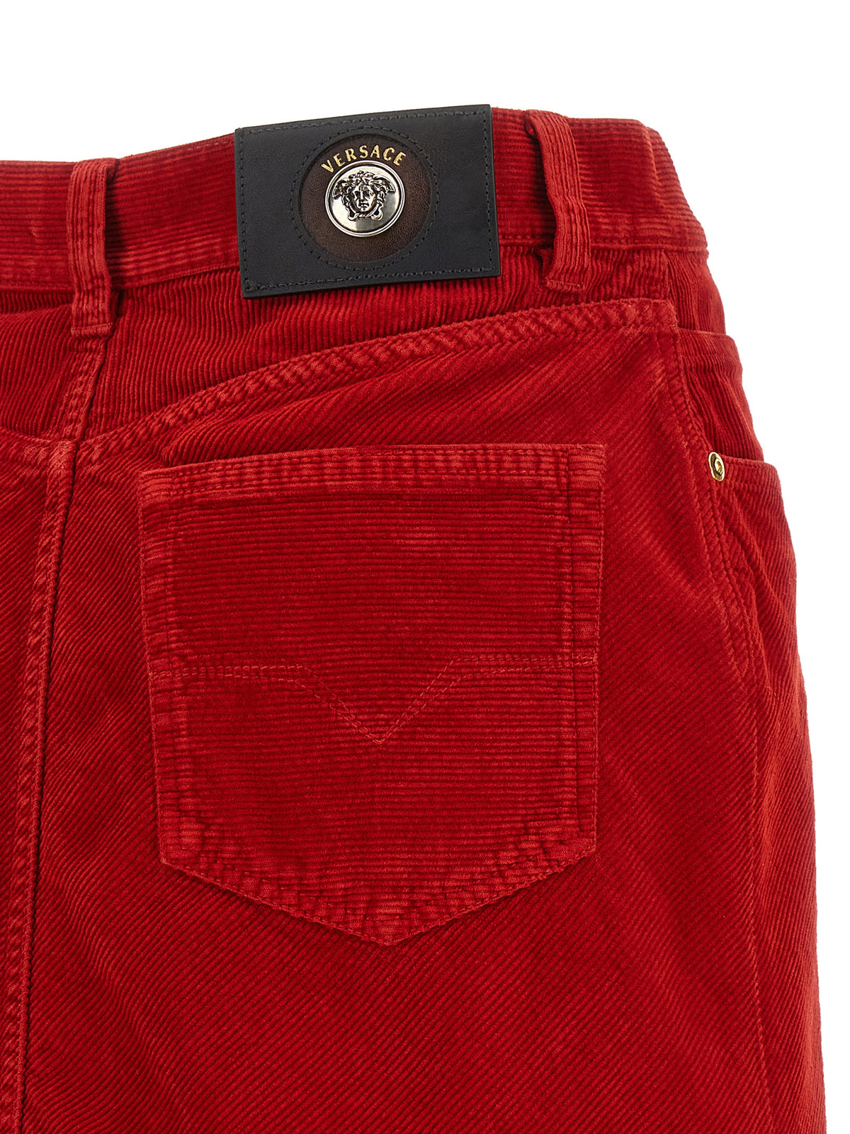 Langer Rock aus roter Baumwolle von Versace