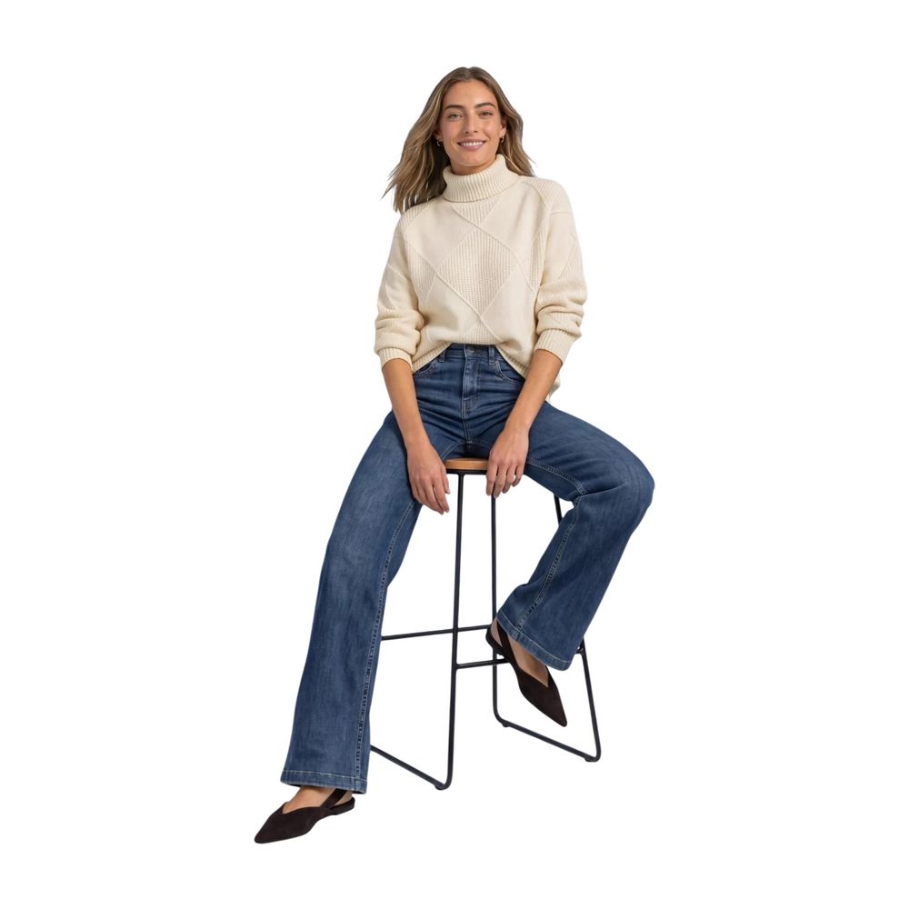 Street One cremefarbener Viskose-Rollkragenpullover