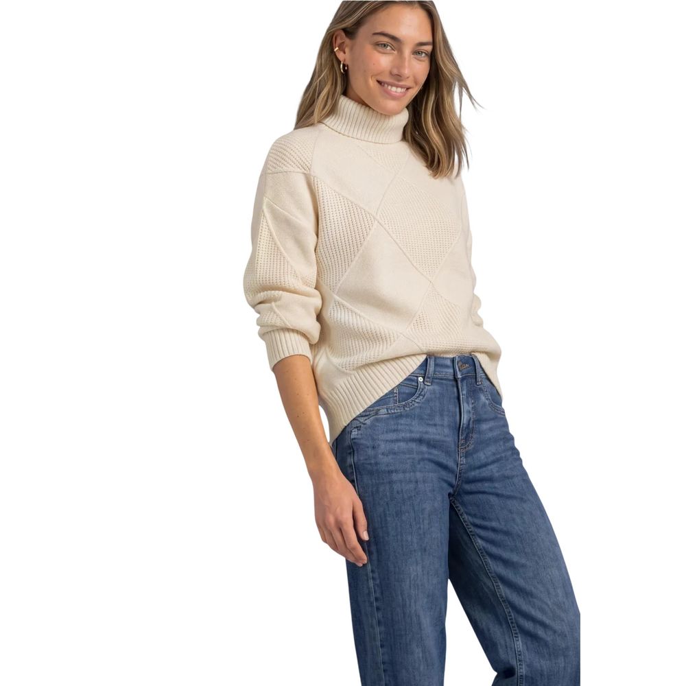 Street One cremefarbener Viskose-Rollkragenpullover