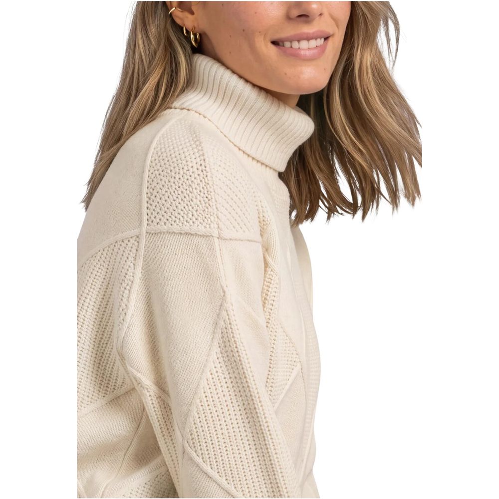Street One cremefarbener Viskose-Rollkragenpullover