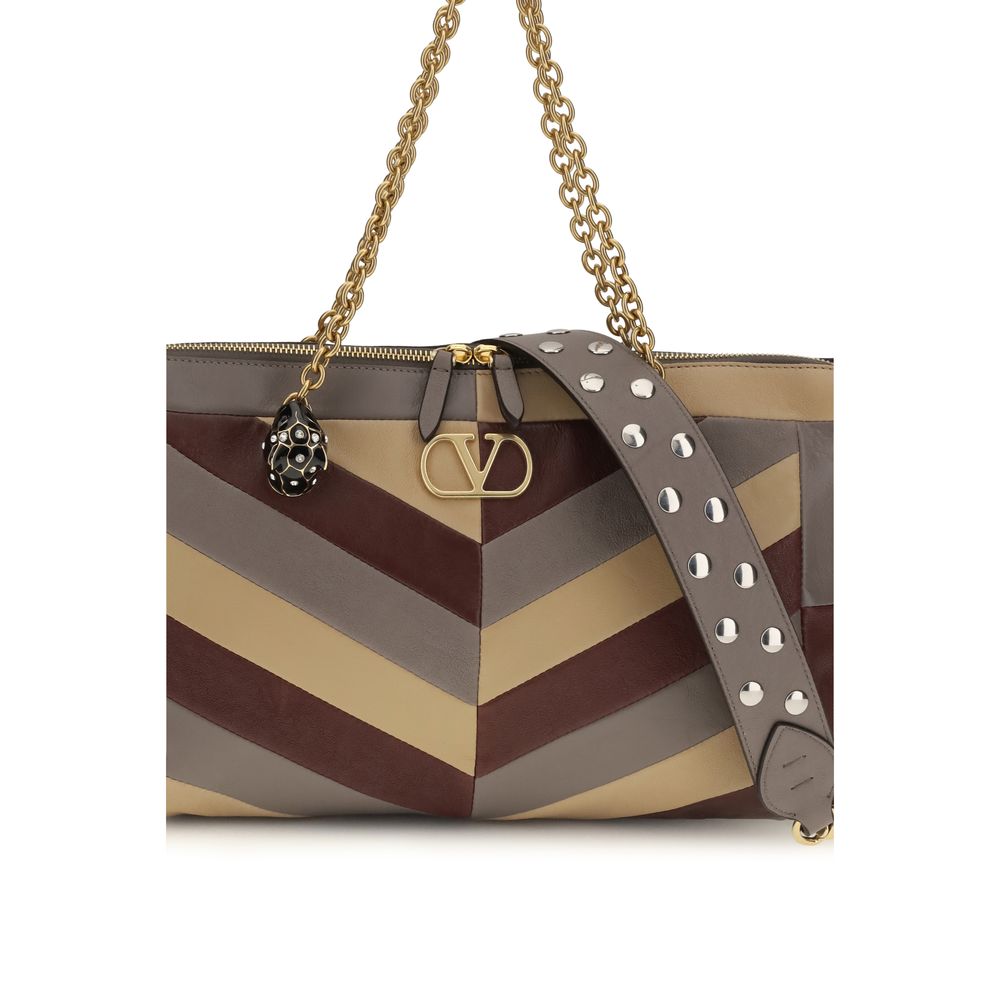 Valentino Garavani Schultertasche aus mehrfarbigem Nappaleder / Kalbsleder Bos Taurus