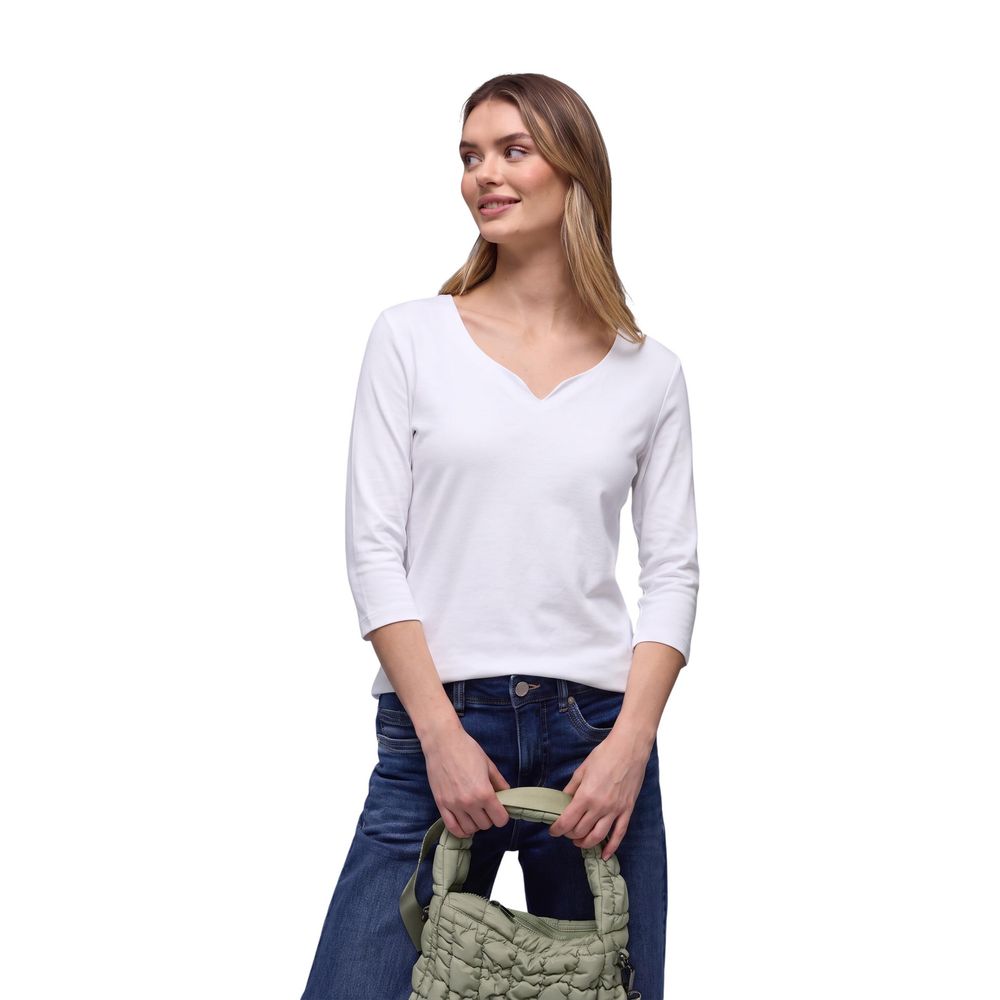 Street One Langarmshirt aus weißer Baumwolle
