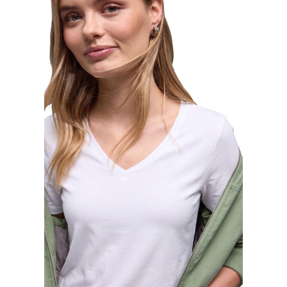 Street One Langarmshirt aus weißer Baumwolle