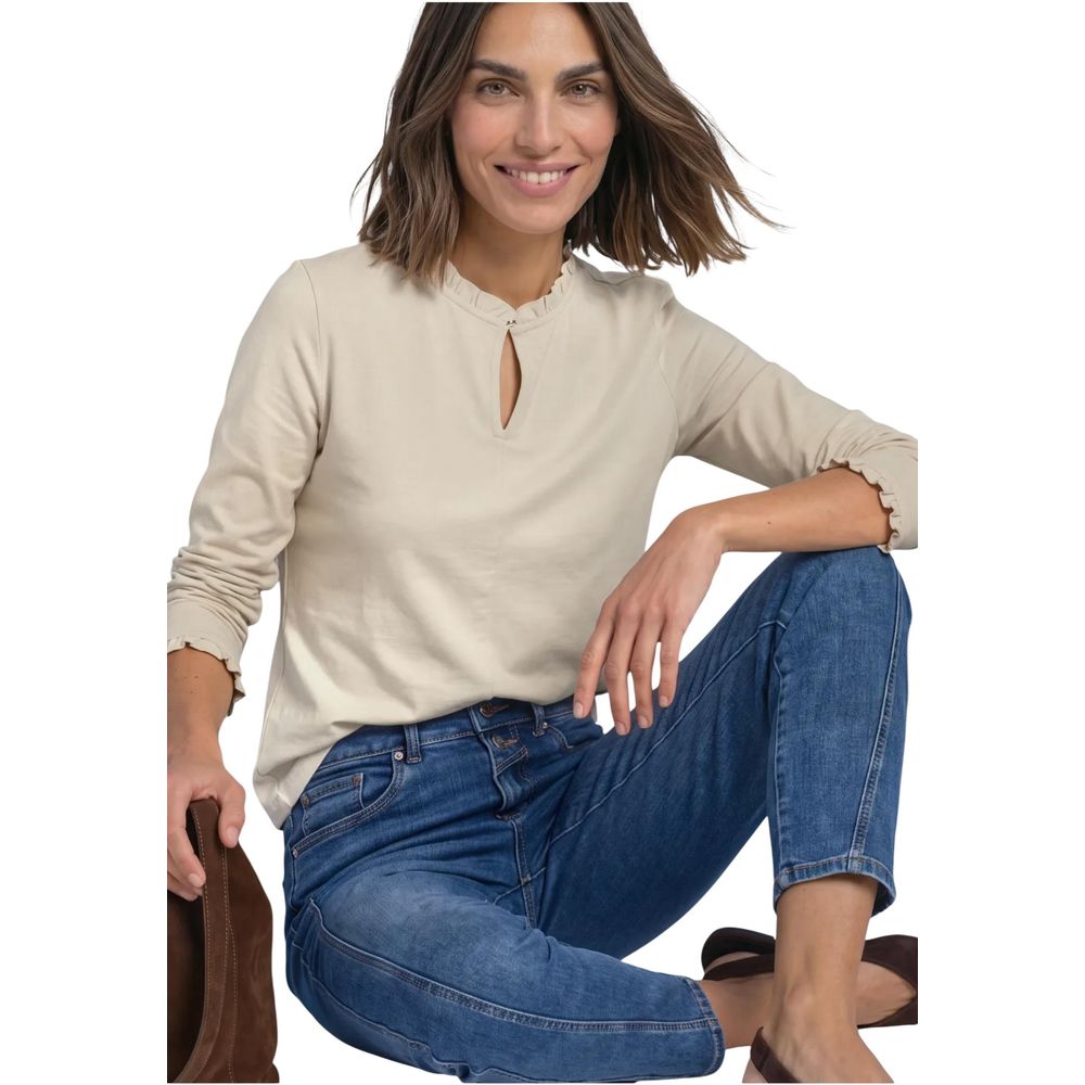 Street One beiges Langarmshirt aus Baumwolle
