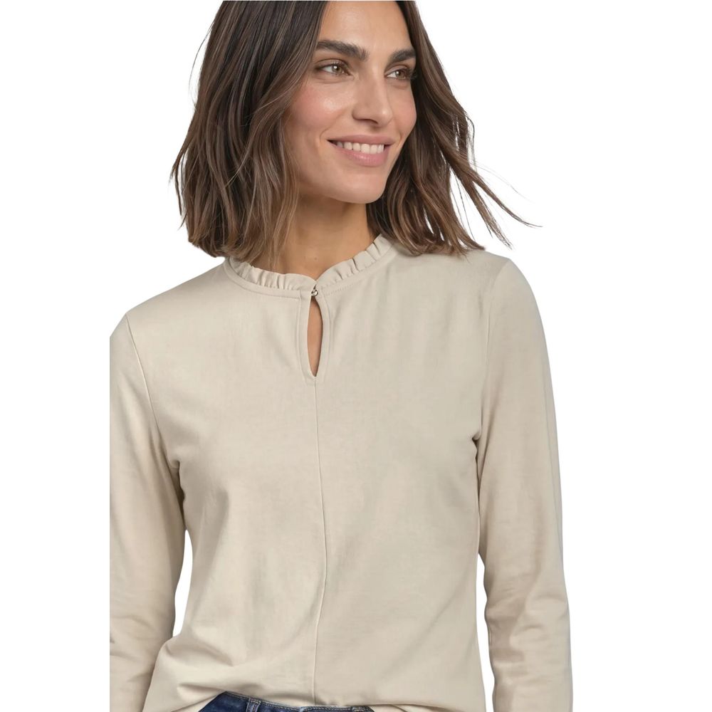 Street One beiges Langarmshirt aus Baumwolle