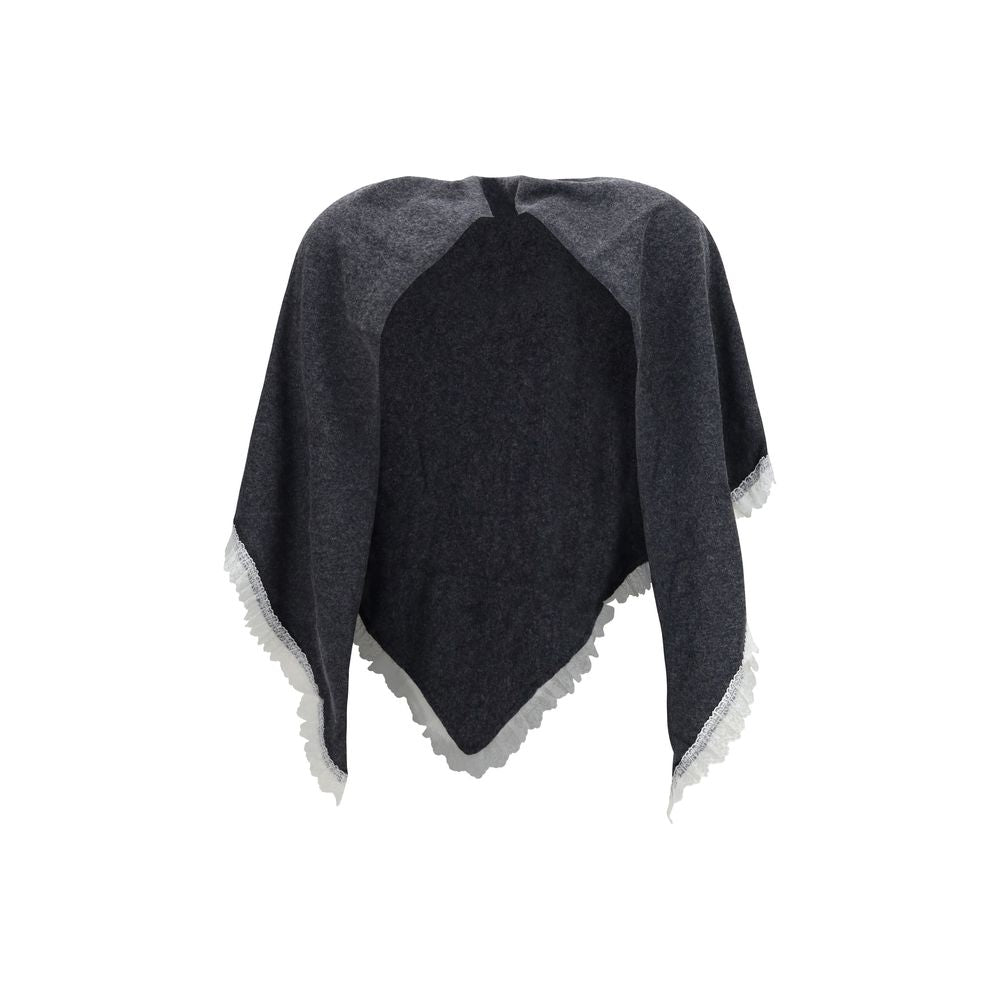 Ganni grauer Wollschal Aries Oversize