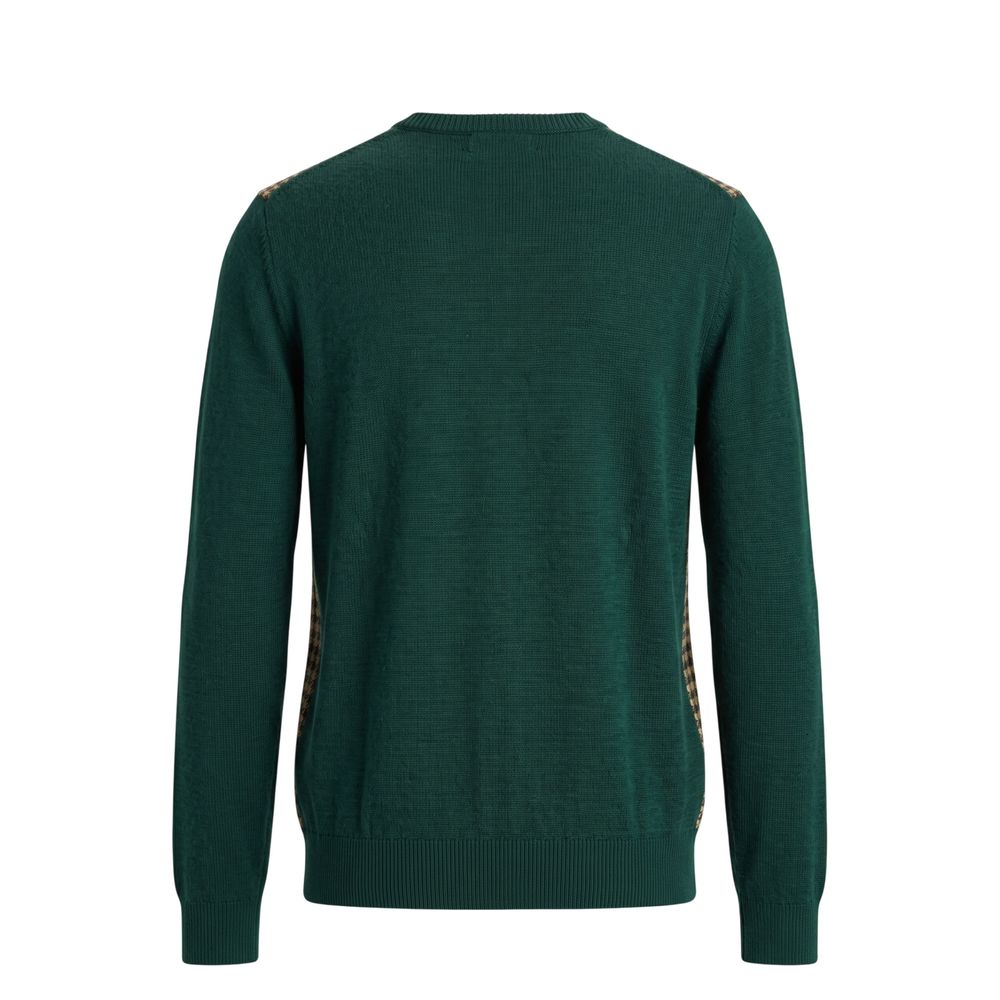 Roberto Pepe Luxus-Herrenpullover aus grüner Wolle