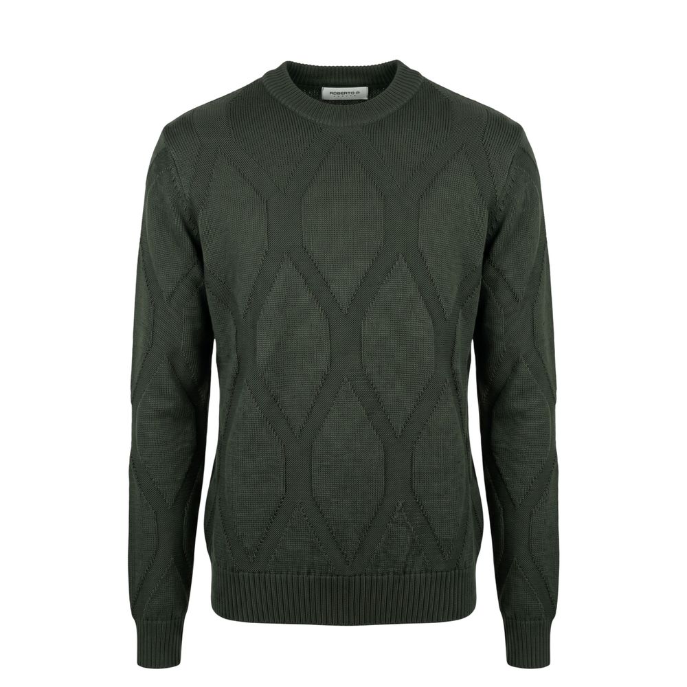 Roberto Pepe Luxus-Herrenpullover aus grüner Wolle