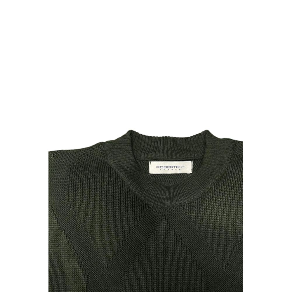 Roberto Pepe Luxus-Herrenpullover aus grüner Wolle