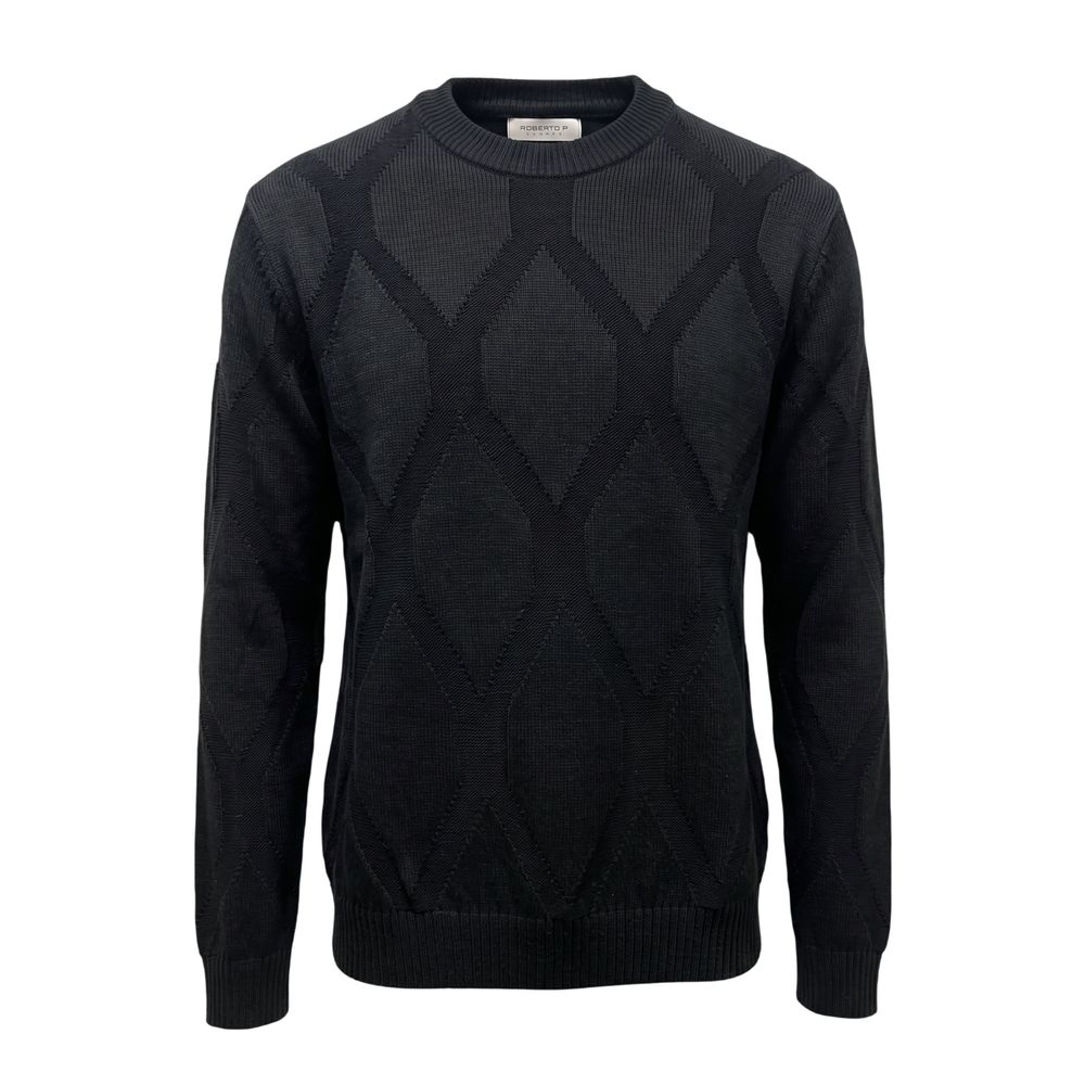 Roberto Pepe Luxus-Herrenpullover aus schwarzer Wolle