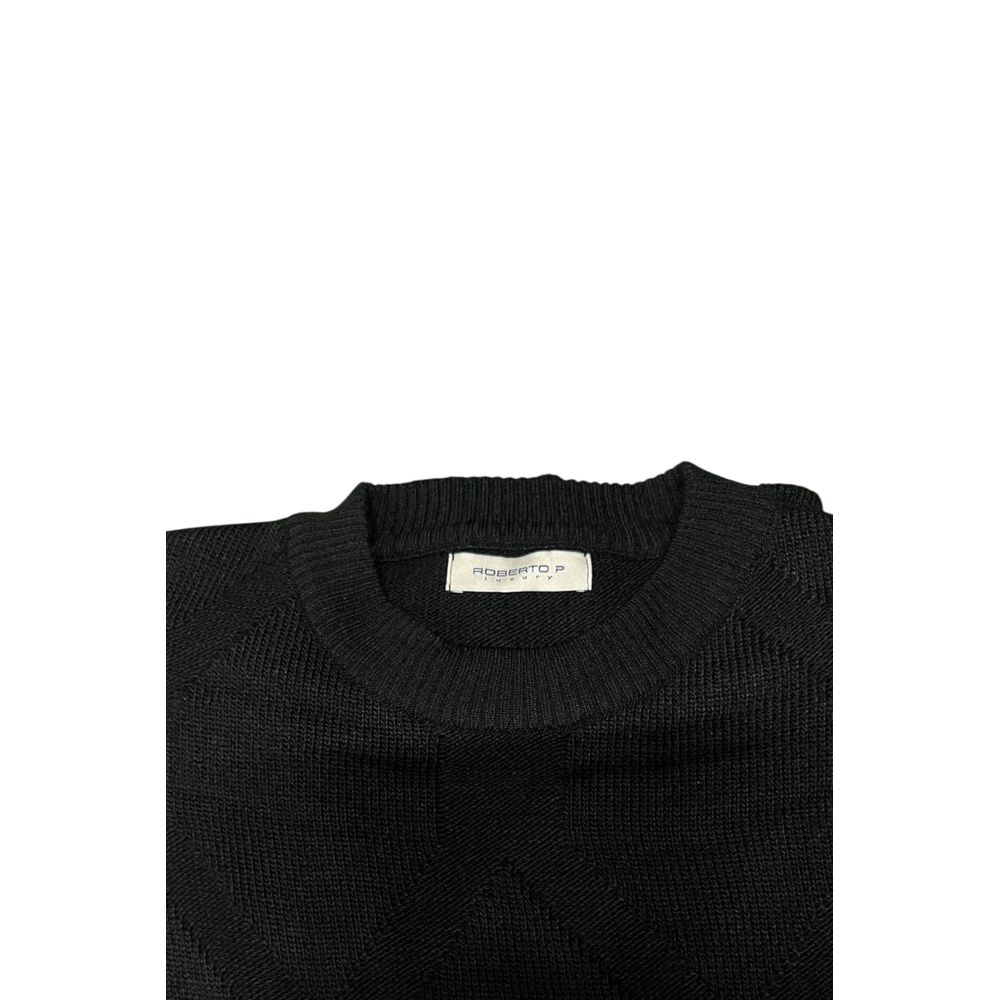 Roberto Pepe Luxus-Herrenpullover aus schwarzer Wolle