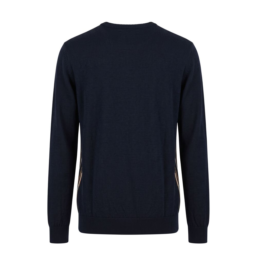 Roberto Pepe Luxus-Herrenpullover aus blauer Wolle