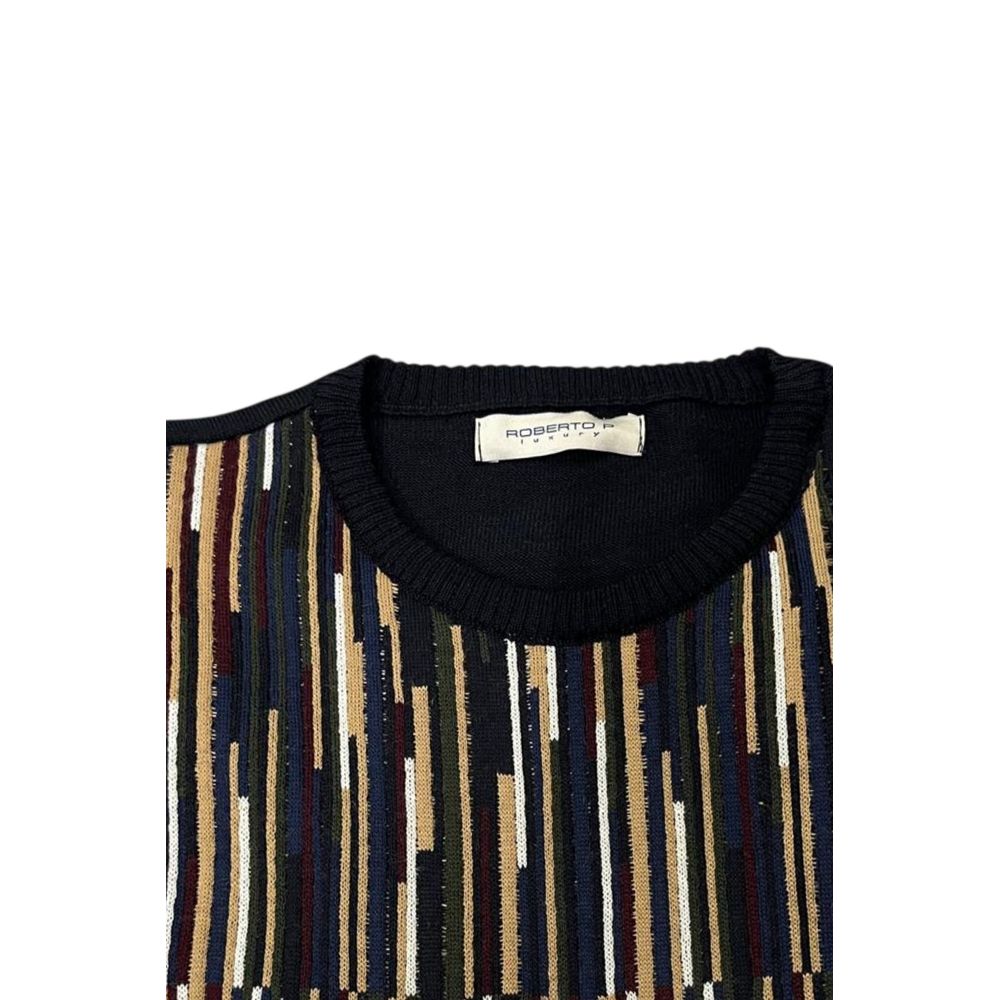 Roberto Pepe Luxus-Herrenpullover aus blauer Wolle