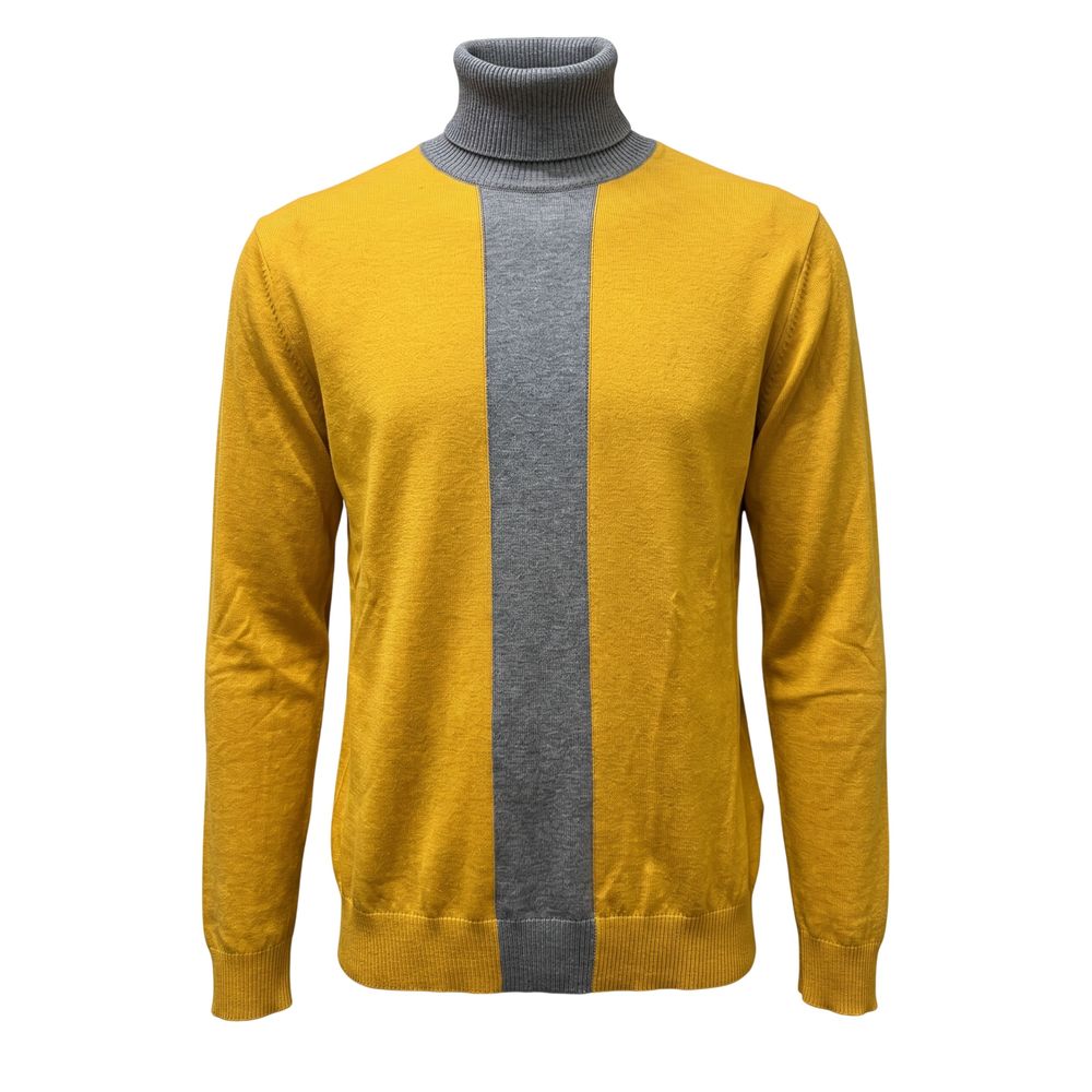 Roberto Pepe Luxus-Herrenpullover aus gelber Wolle