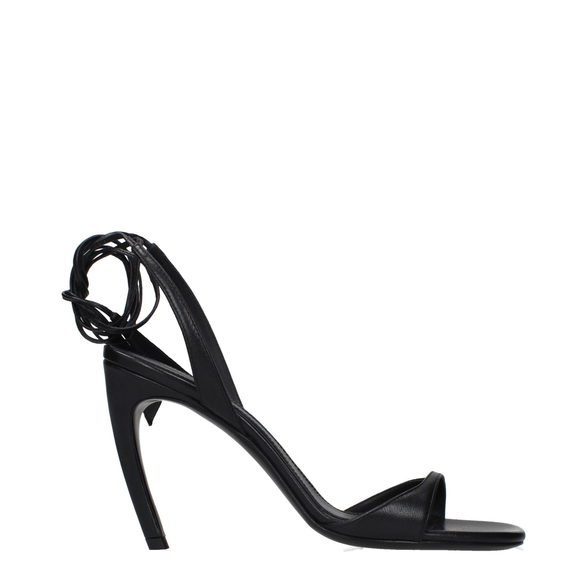 Attico Sandalen aus schwarzem Leder mit Stilettoabsatz