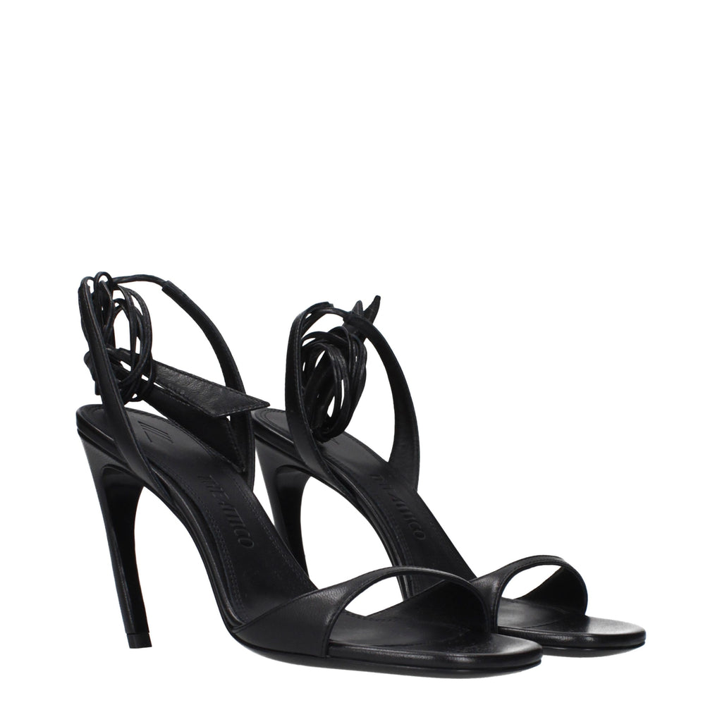 Attico Sandalen aus schwarzem Leder mit Stilettoabsatz