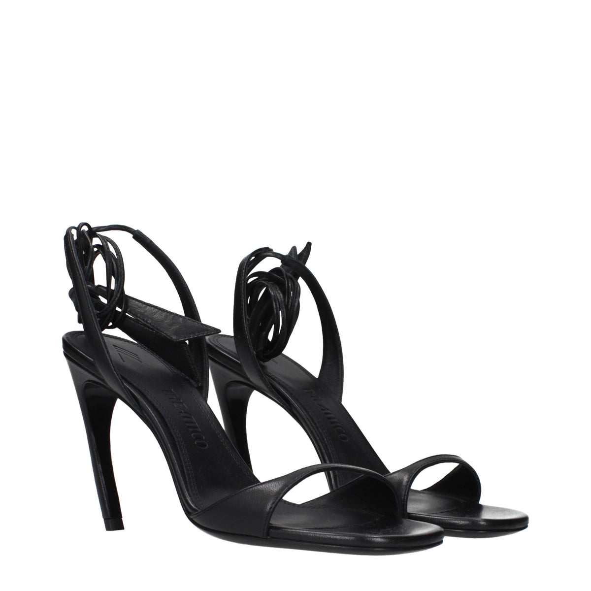 Attico Sandalen aus schwarzem Leder mit Stilettoabsatz
