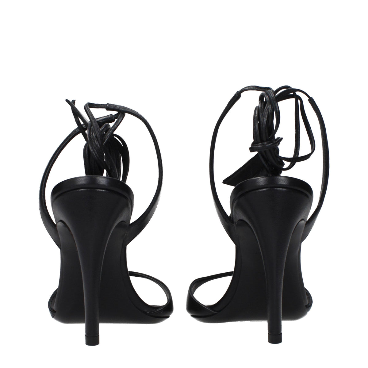 Attico Sandalen aus schwarzem Leder mit Stilettoabsatz
