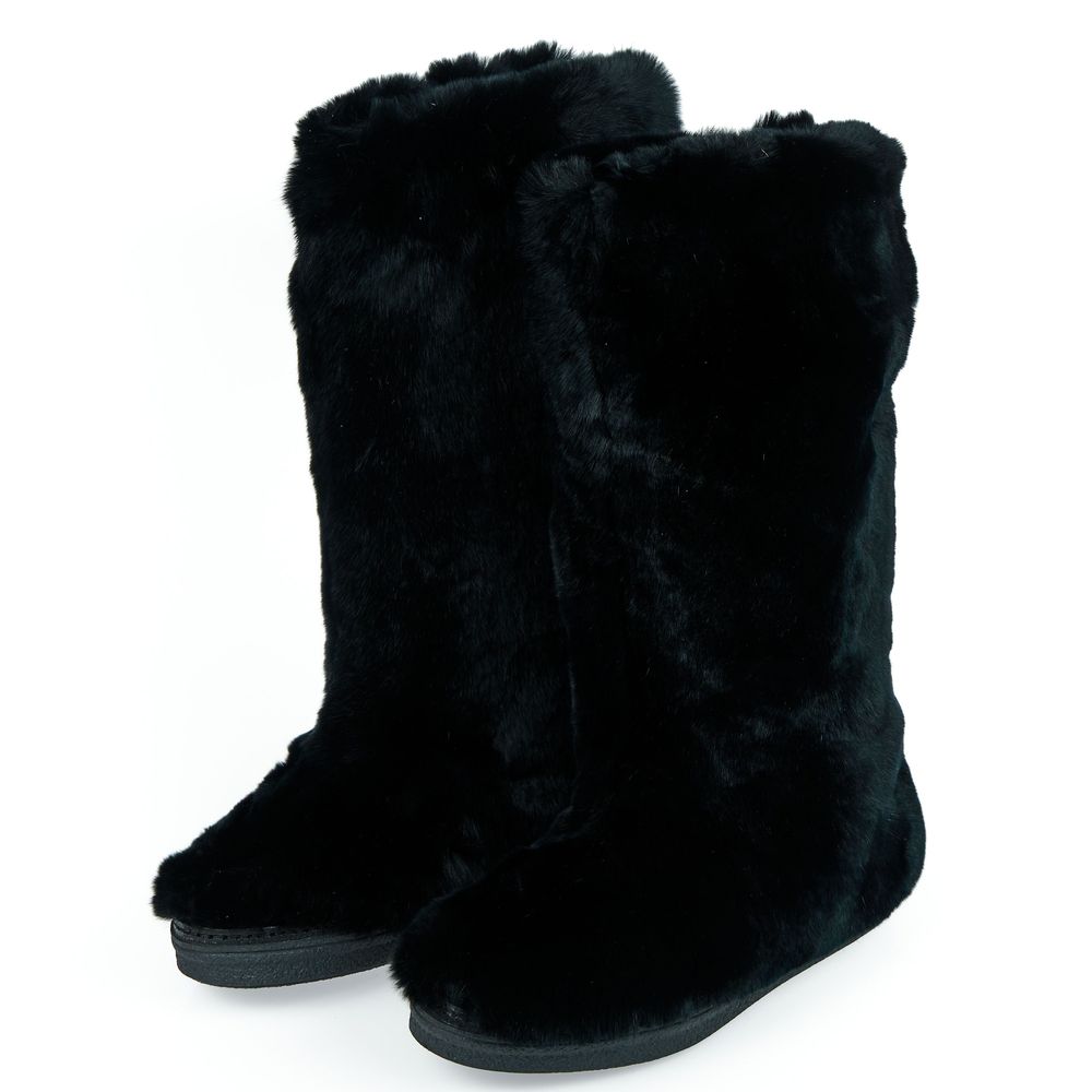 Mr&Mrs Italy Damen-Schuhe aus schwarzem Kaninchenpelz