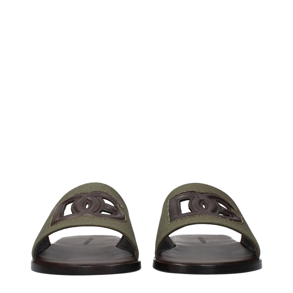Dolce & Gabbana Grüne Stoff-Slipper