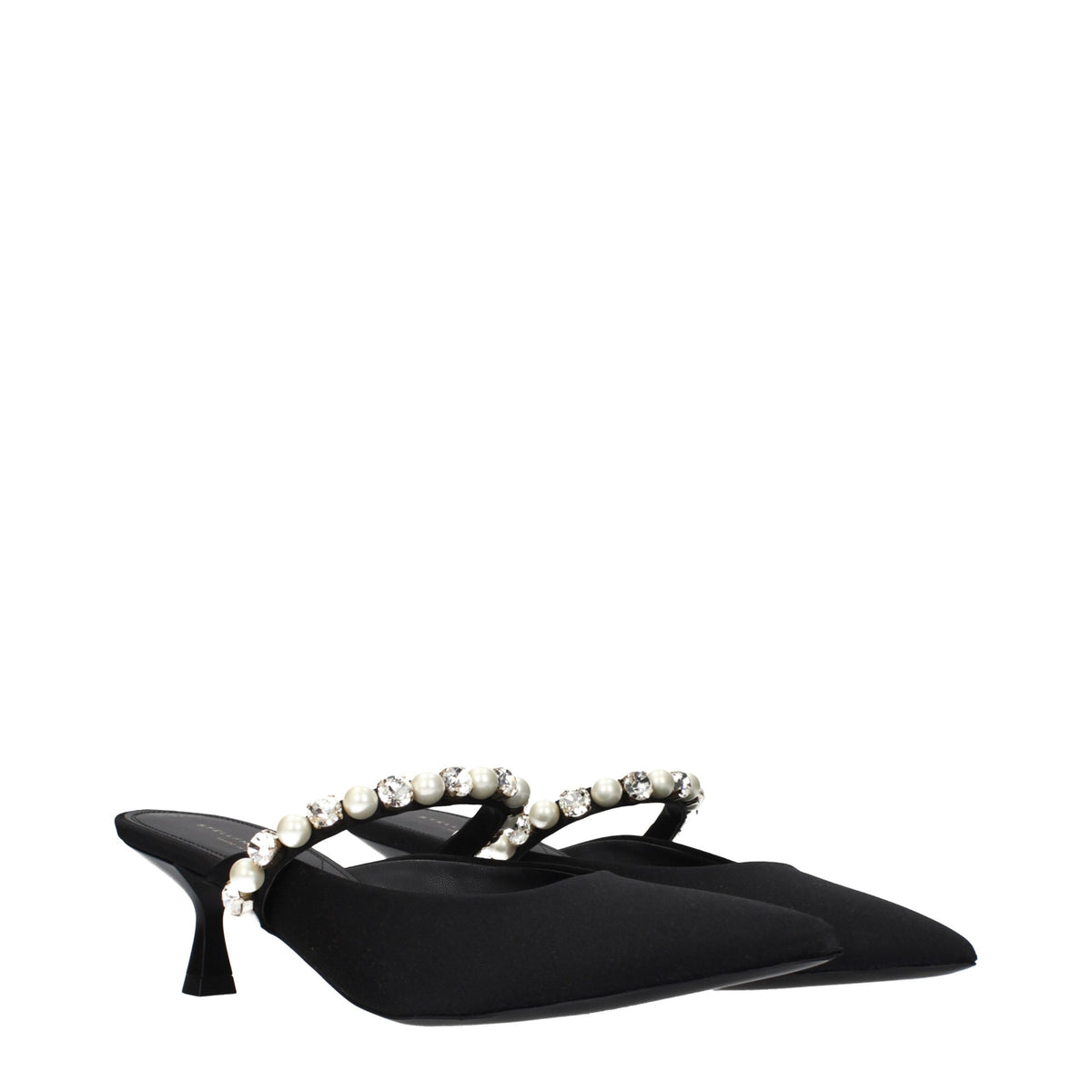 Stella McCartney Schwarze Satin-Sandalen mit Stiletto-Absatz