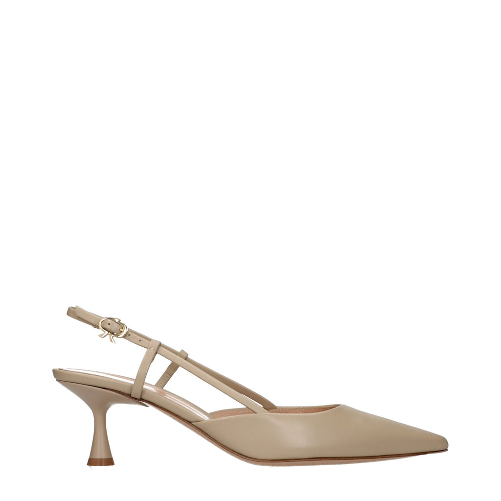 Gianvito Rossi Pumps aus beigem Leder mit hohem Absatz