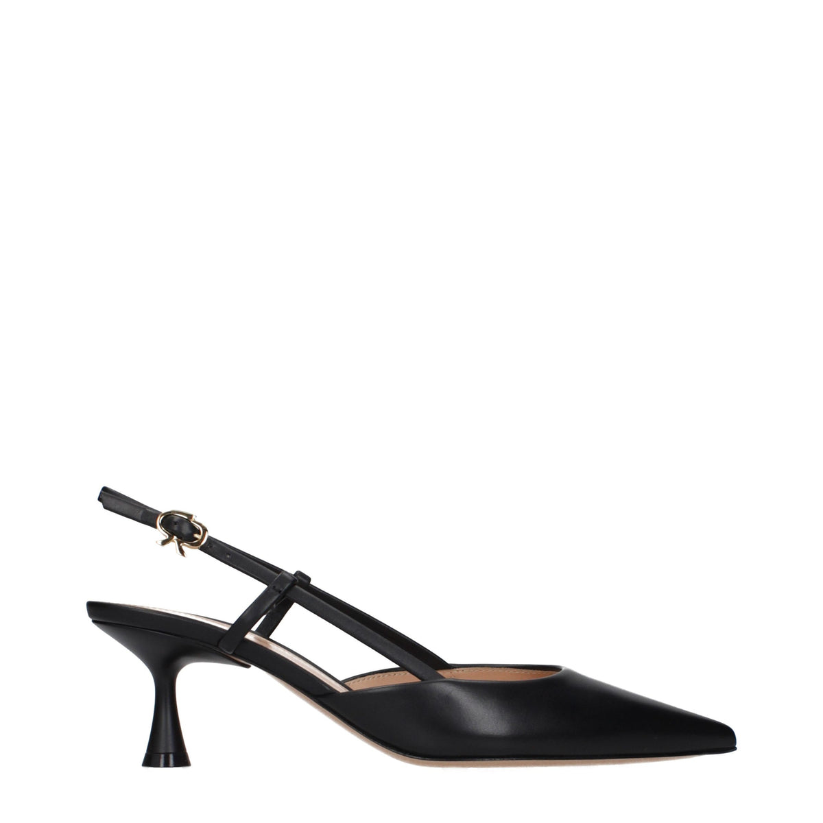 Gianvito Rossi Pumps aus schwarzem Leder mit mittelhohem Absatz