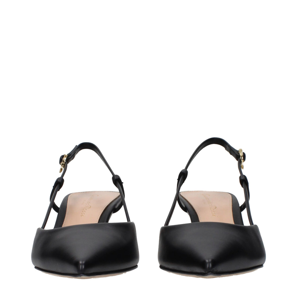 Gianvito Rossi Pumps aus schwarzem Leder mit mittelhohem Absatz