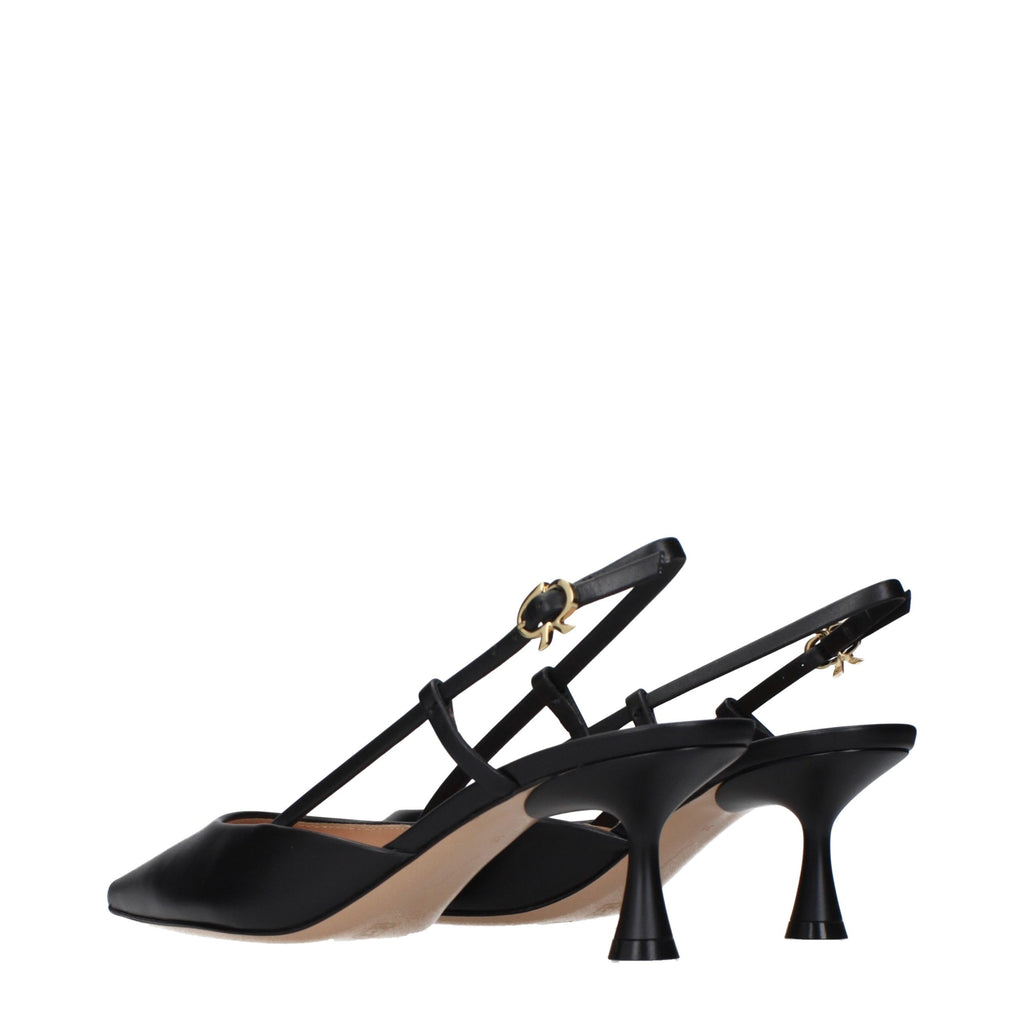 Gianvito Rossi Pumps aus schwarzem Leder mit mittelhohem Absatz