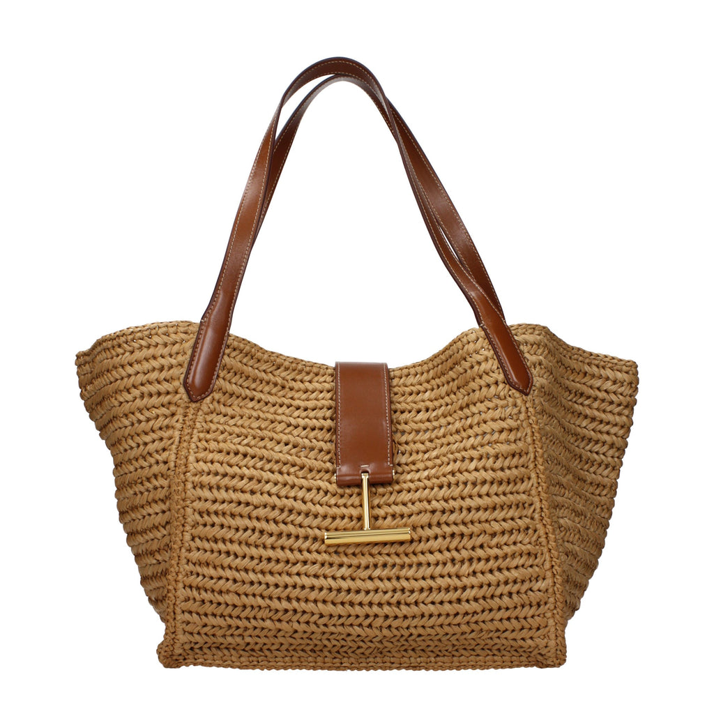 Tom Ford Schultertasche aus beigem Bast