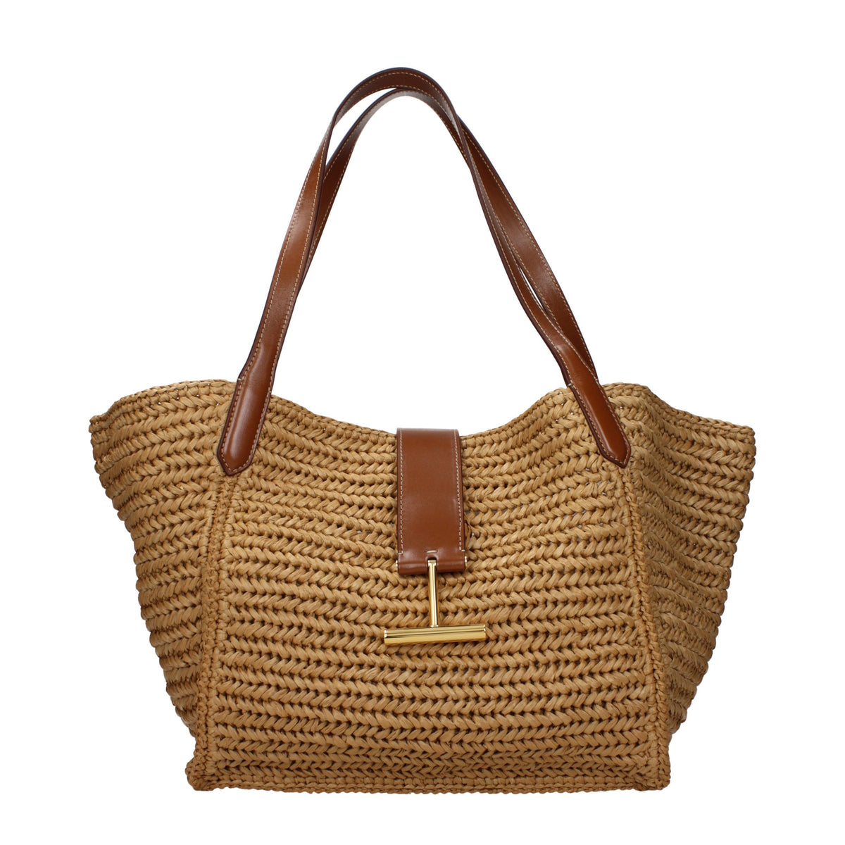 Tom Ford Schultertasche aus beigem Bast